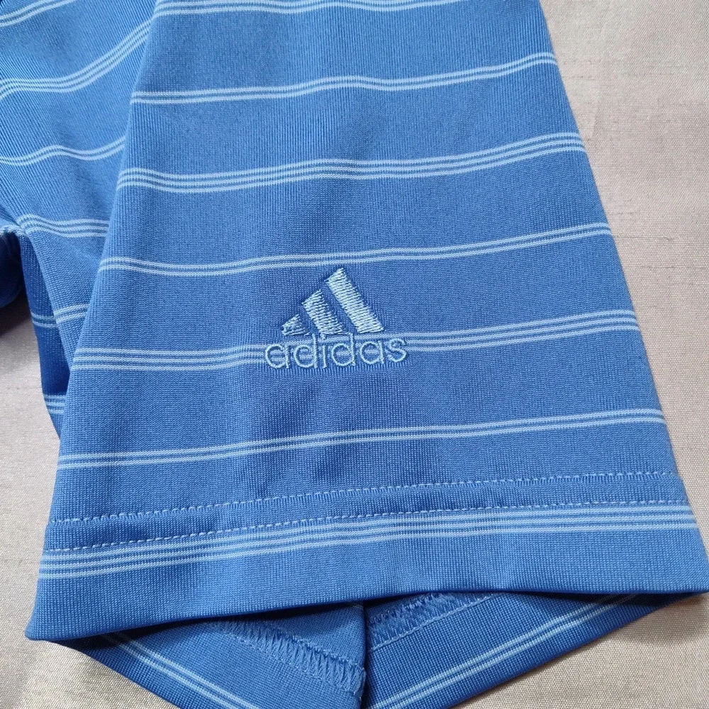 ADIDAS GOLF Men Large Blue White‎ Striped Polo Shirt EUC